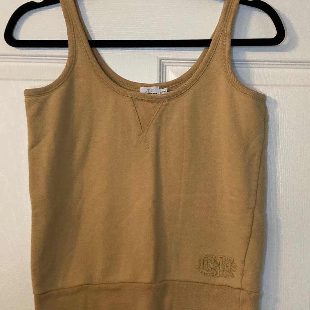 Calvin Klein Jeans Women's Embroidered Logo Tank Top - Tan/Light Brown - Size S